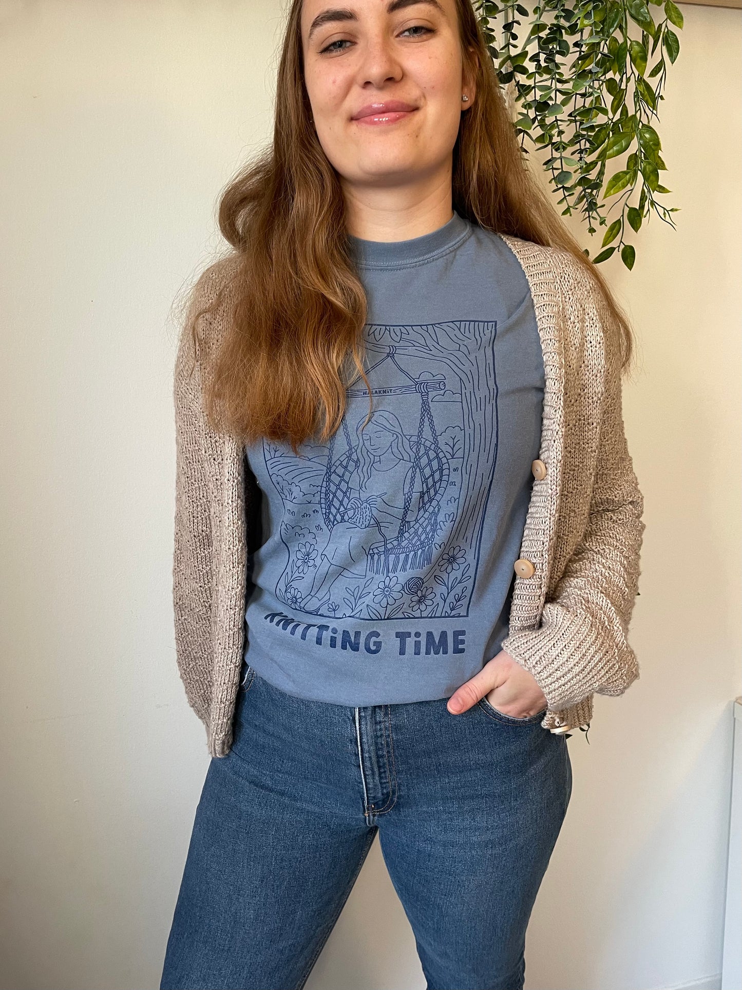 Knitting Time T-Shirt Blue Jean