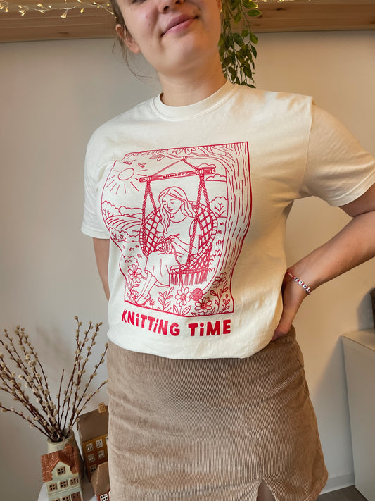 Knitting time T-Shirt Ivory